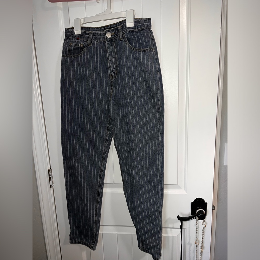 Size 6 striped blue jeans
